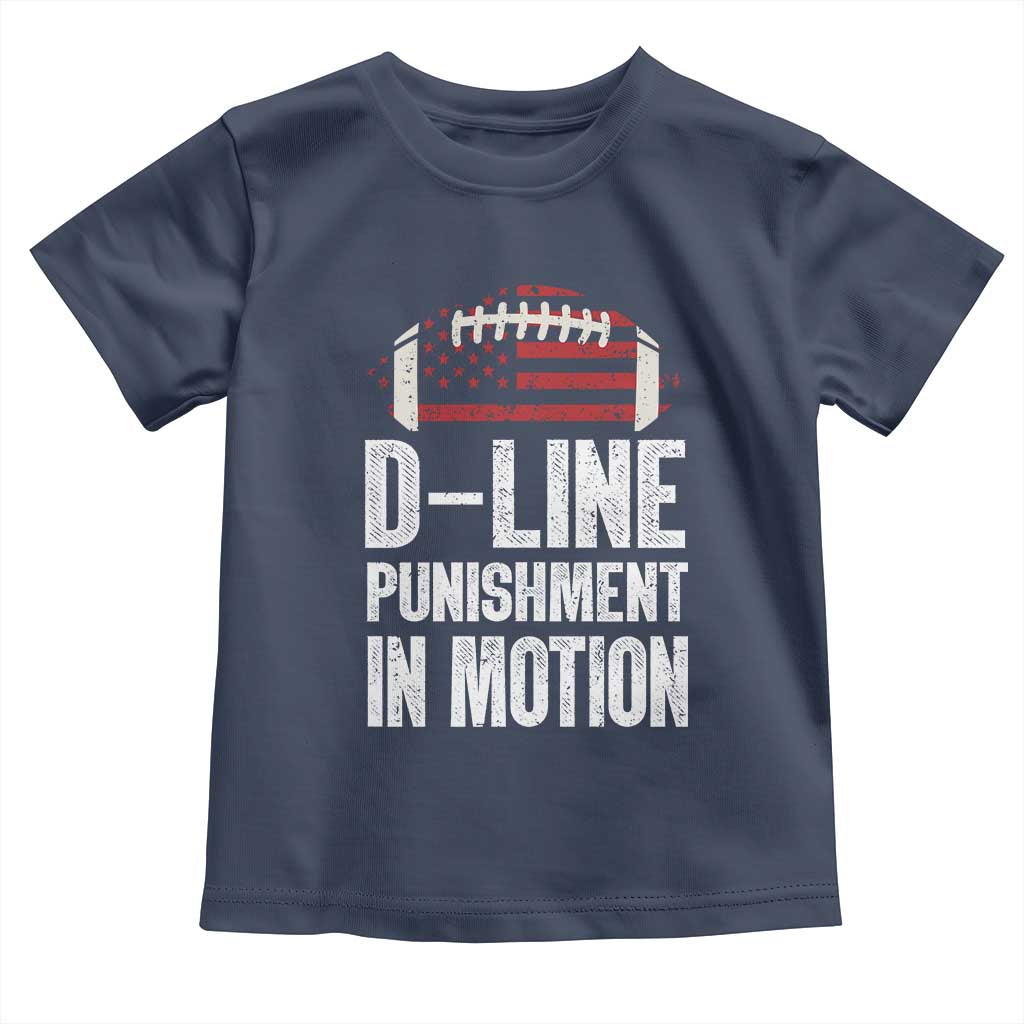 Football Defensive Lineman Toddler T Shirt D Line Punishment In Motion American Flag - Wonder Print Shop