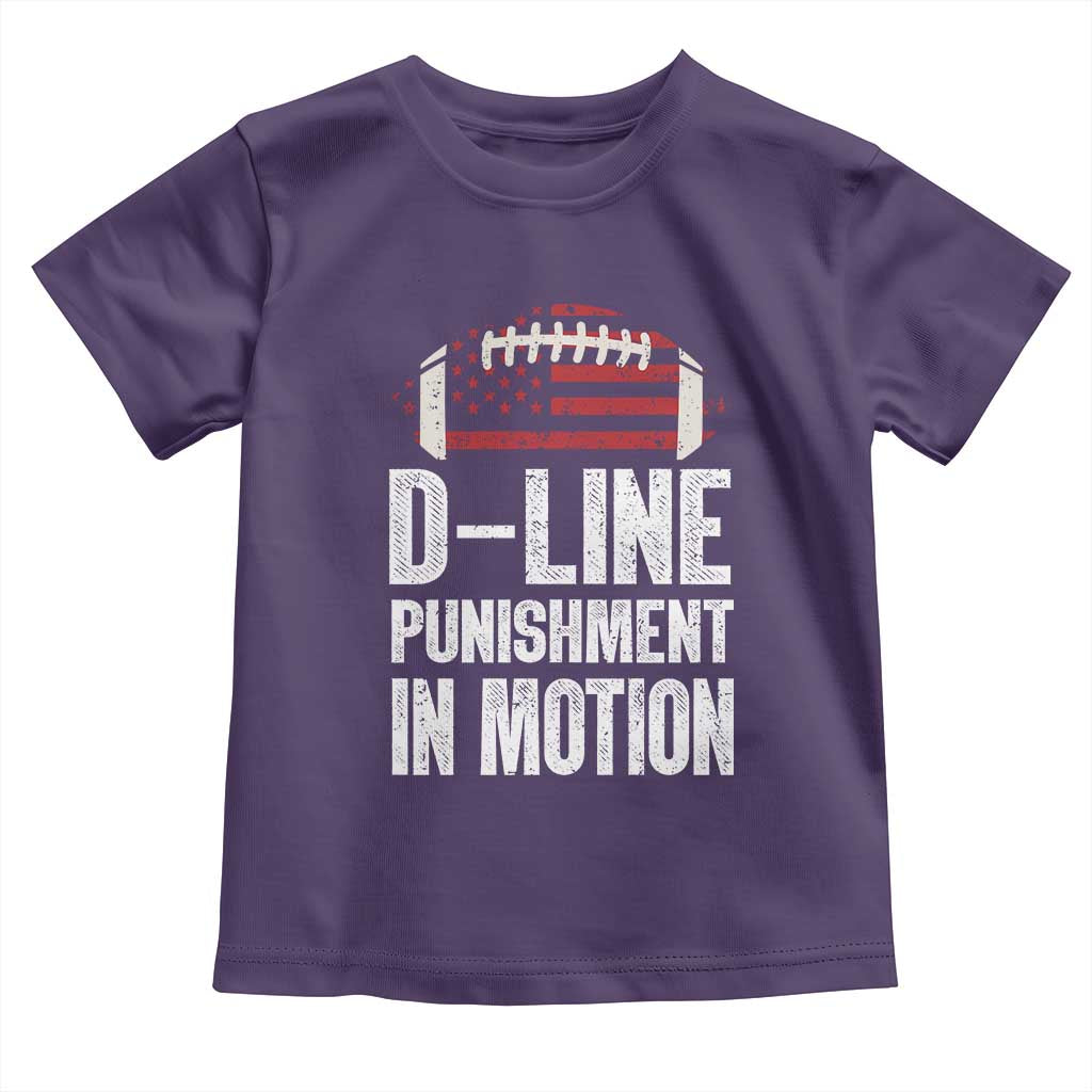 Football Defensive Lineman Toddler T Shirt D Line Punishment In Motion American Flag - Wonder Print Shop