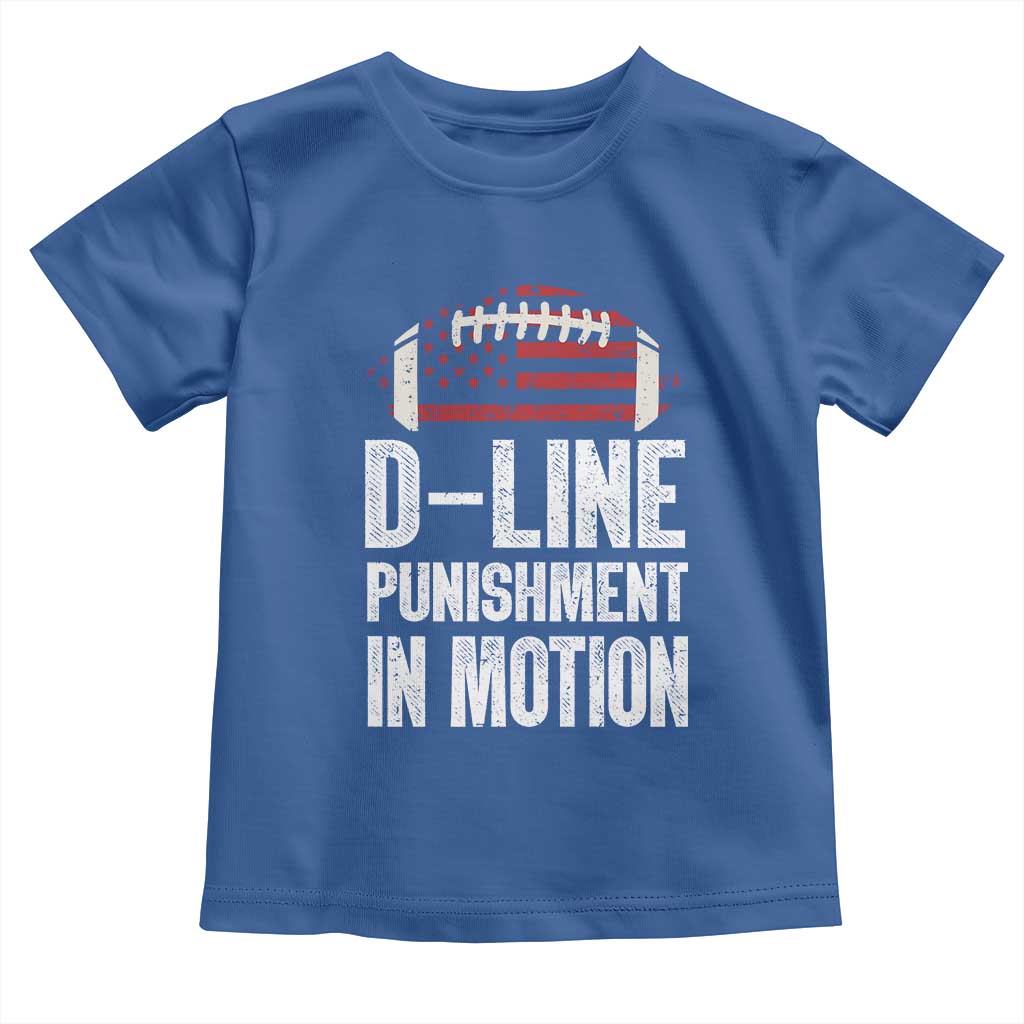 Football Defensive Lineman Toddler T Shirt D Line Punishment In Motion American Flag - Wonder Print Shop