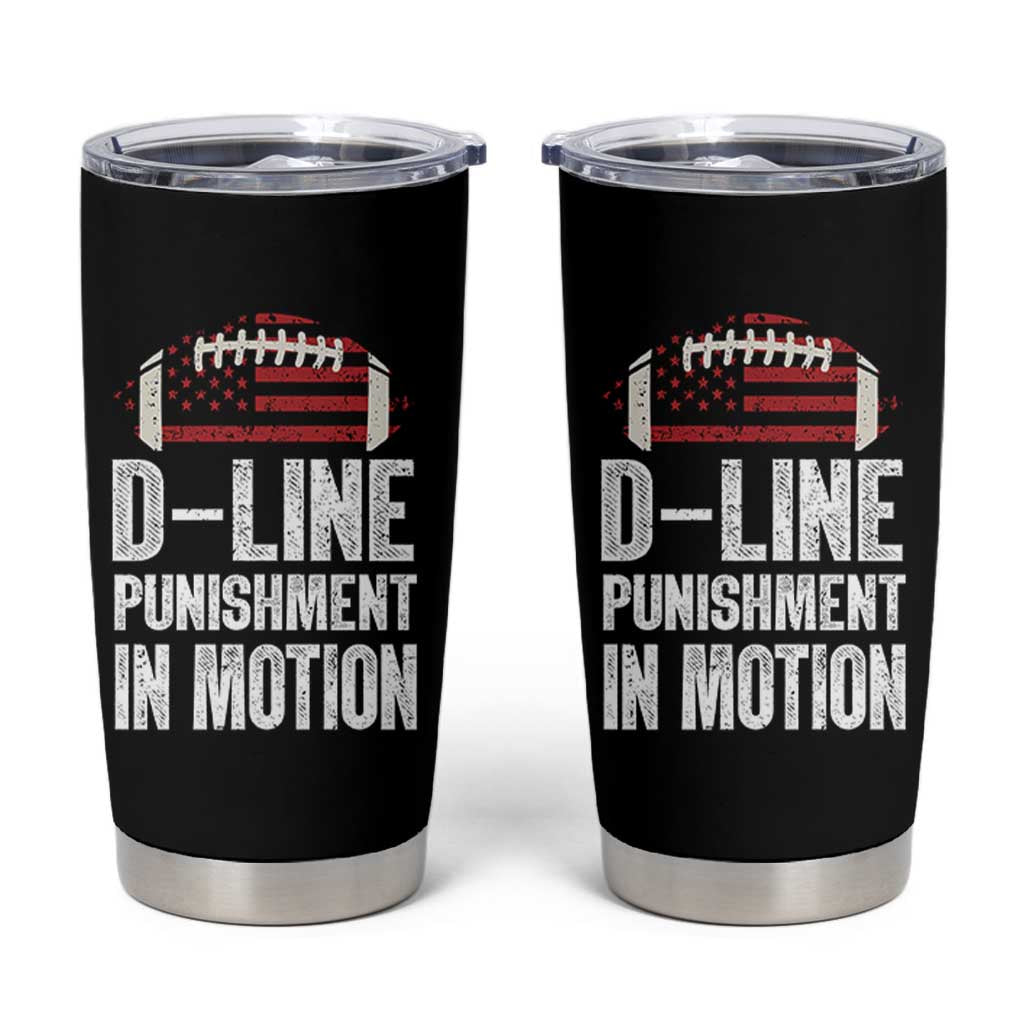 Football Defensive Lineman Tumbler Cup D Line Punishment In Motion American Flag - Wonder Print Shop