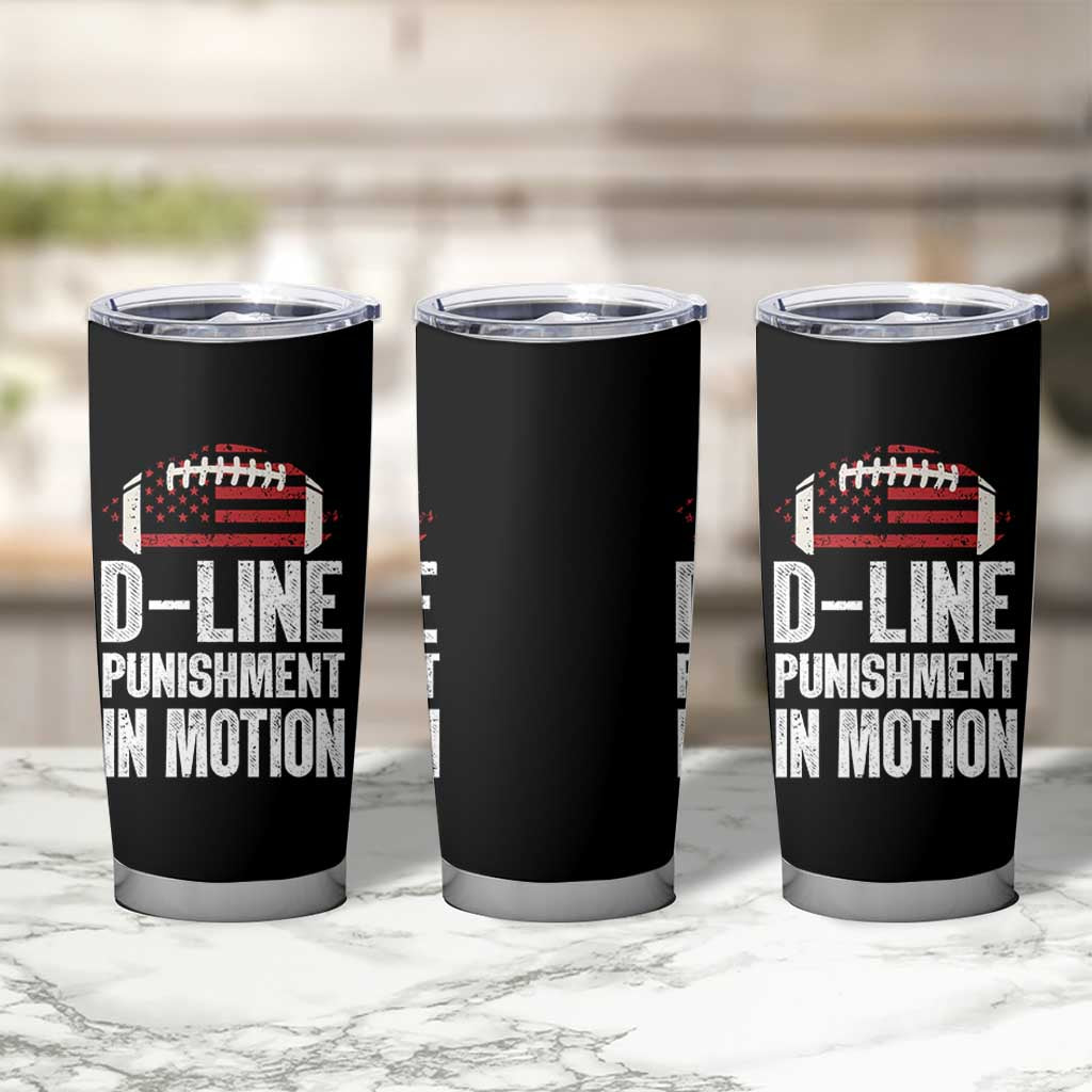 Football Defensive Lineman Tumbler Cup D Line Punishment In Motion American Flag - Wonder Print Shop