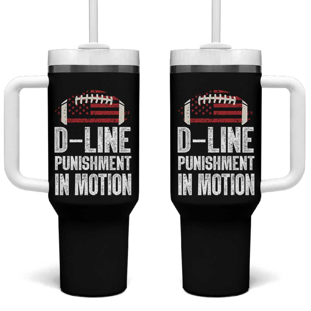 Football Defensive Lineman Tumbler With Handle D Line Punishment In Motion American Flag - Wonder Print Shop