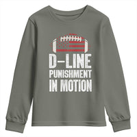 Football Defensive Lineman Youth Sweatshirt D Line Punishment In Motion American Flag - Wonder Print Shop