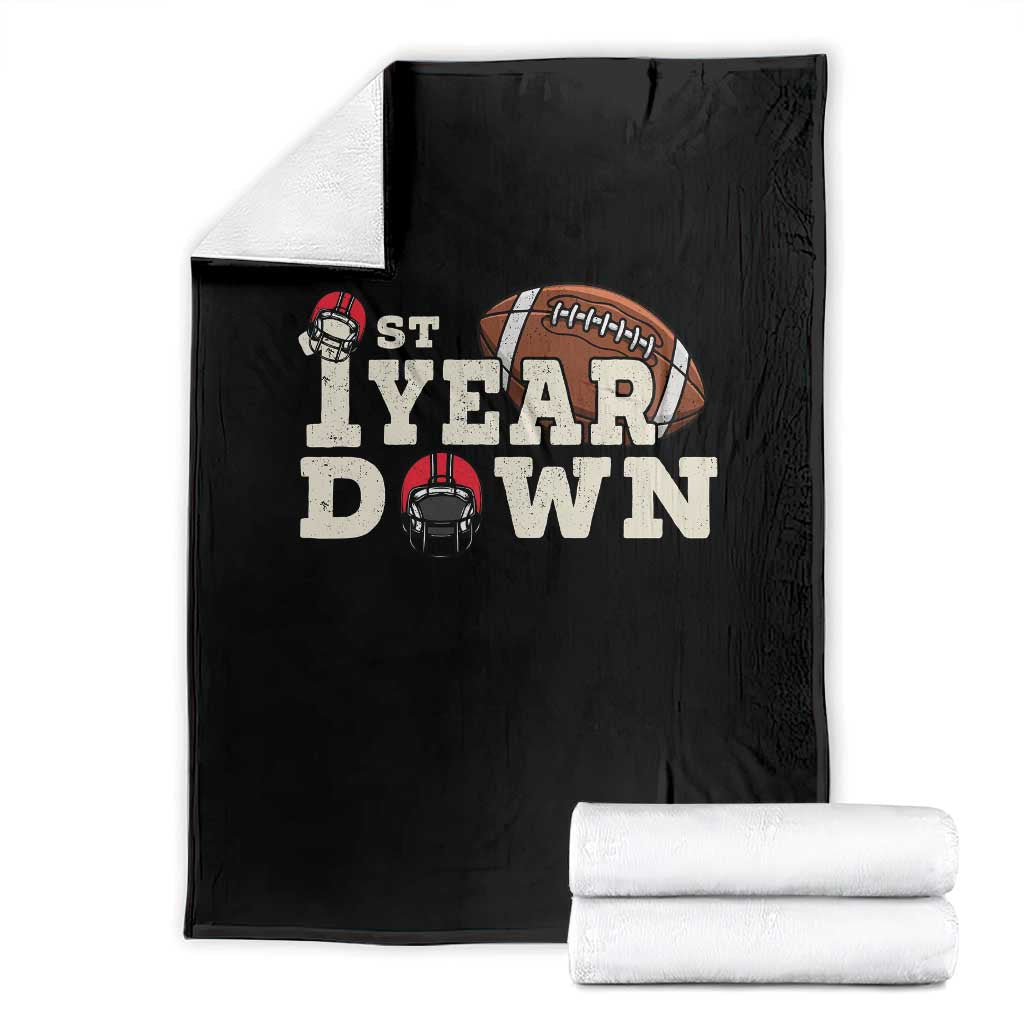 1st Year Down Football Throw Blanket Touchdown One First Birthday Infant Baby Boy - Wonder Print Shop