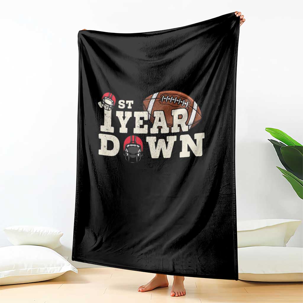 1st Year Down Football Throw Blanket Touchdown One First Birthday Infant Baby Boy - Wonder Print Shop