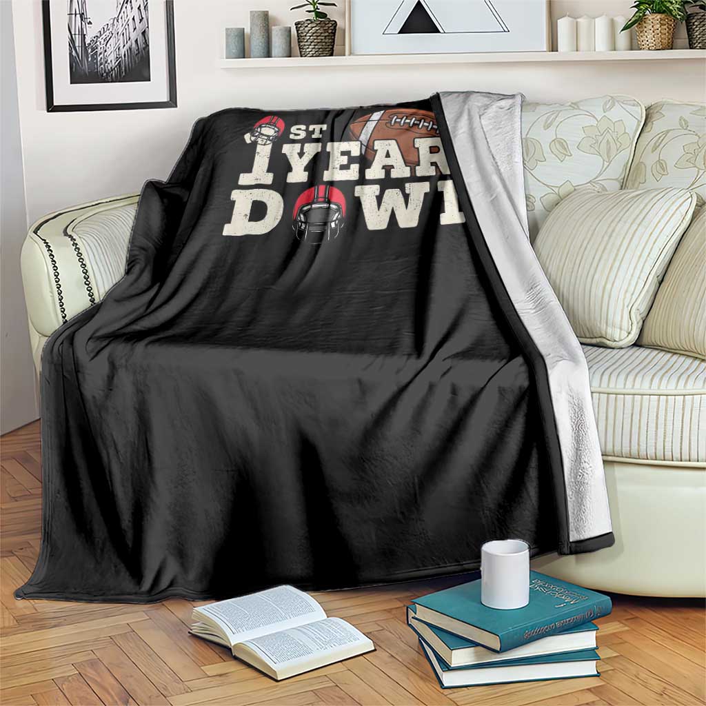 1st Year Down Football Throw Blanket Touchdown One First Birthday Infant Baby Boy - Wonder Print Shop