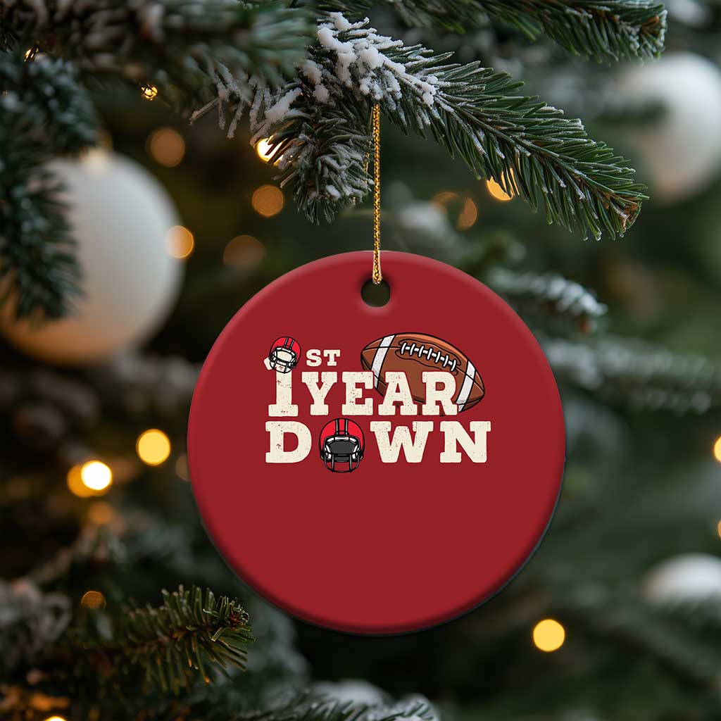 1st Year Down Football Christmas Ornament Touchdown One First Birthday Infant Baby Boy - Wonder Print Shop