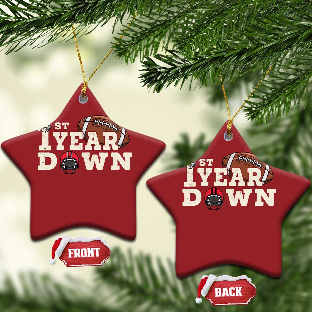 1st Year Down Football Christmas Ornament Touchdown One First Birthday Infant Baby Boy - Wonder Print Shop