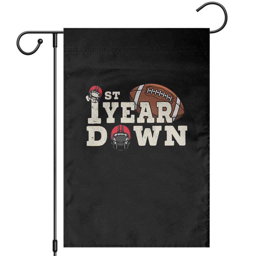 1st Year Down Football Garden Flag Touchdown One First Birthday Infant Baby Boy - Wonder Print Shop