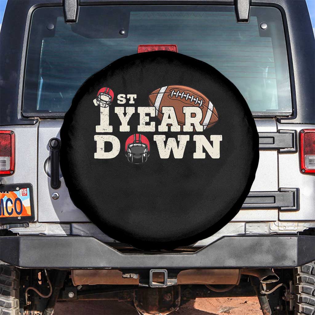 1st Year Down Football Spare Tire Cover Touchdown One First Birthday Infant Baby Boy - Wonder Print Shop