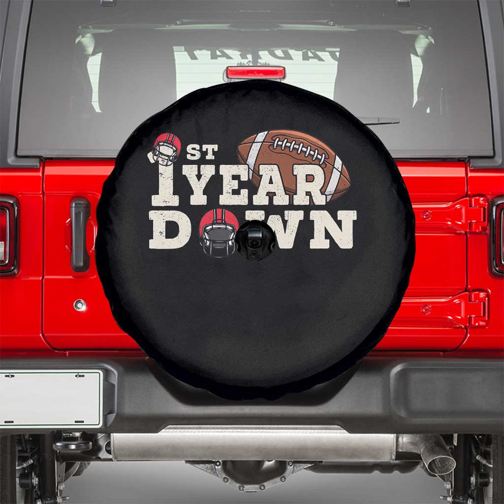 1st Year Down Football Spare Tire Cover Touchdown One First Birthday Infant Baby Boy - Wonder Print Shop