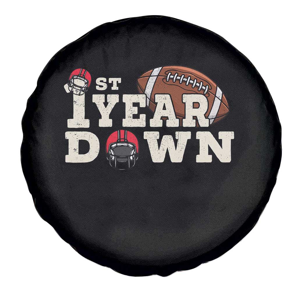 1st Year Down Football Spare Tire Cover Touchdown One First Birthday Infant Baby Boy - Wonder Print Shop