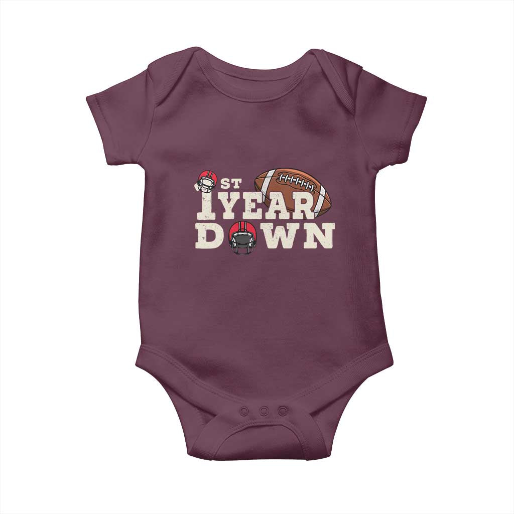1st Year Down Football Baby Onesie Touchdown One First Birthday Infant Baby Boy - Wonder Print Shop