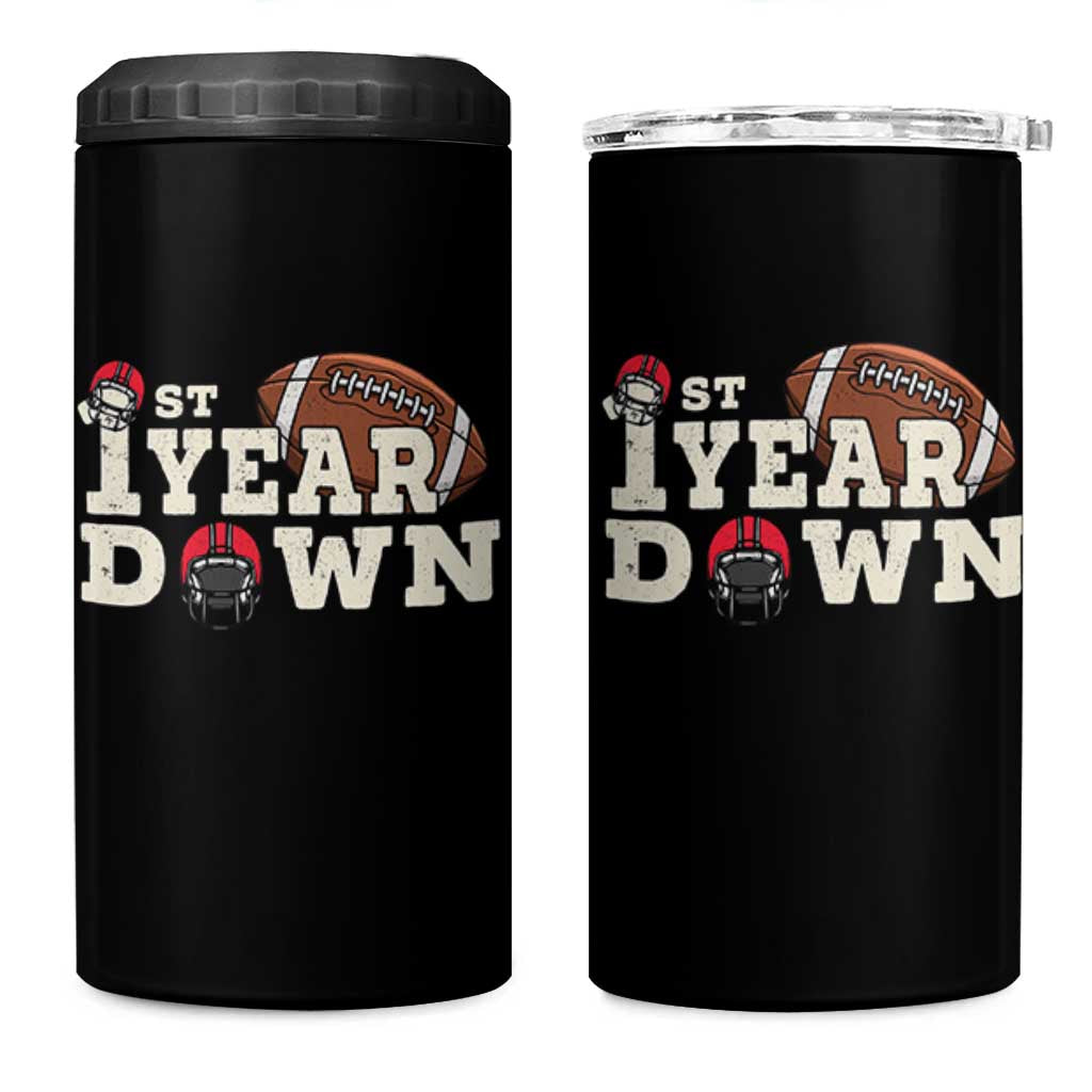 1st Year Down Football 4 in 1 Can Cooler Tumbler Touchdown One First Birthday Infant Baby Boy - Wonder Print Shop