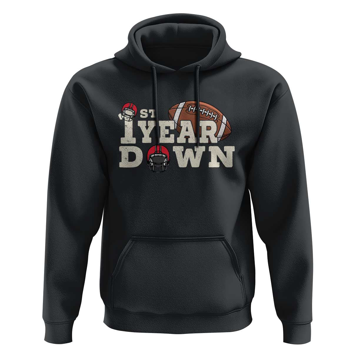 1st Year Down Football Hoodie Touchdown One First Birthday Infant Baby Boy - Wonder Print Shop