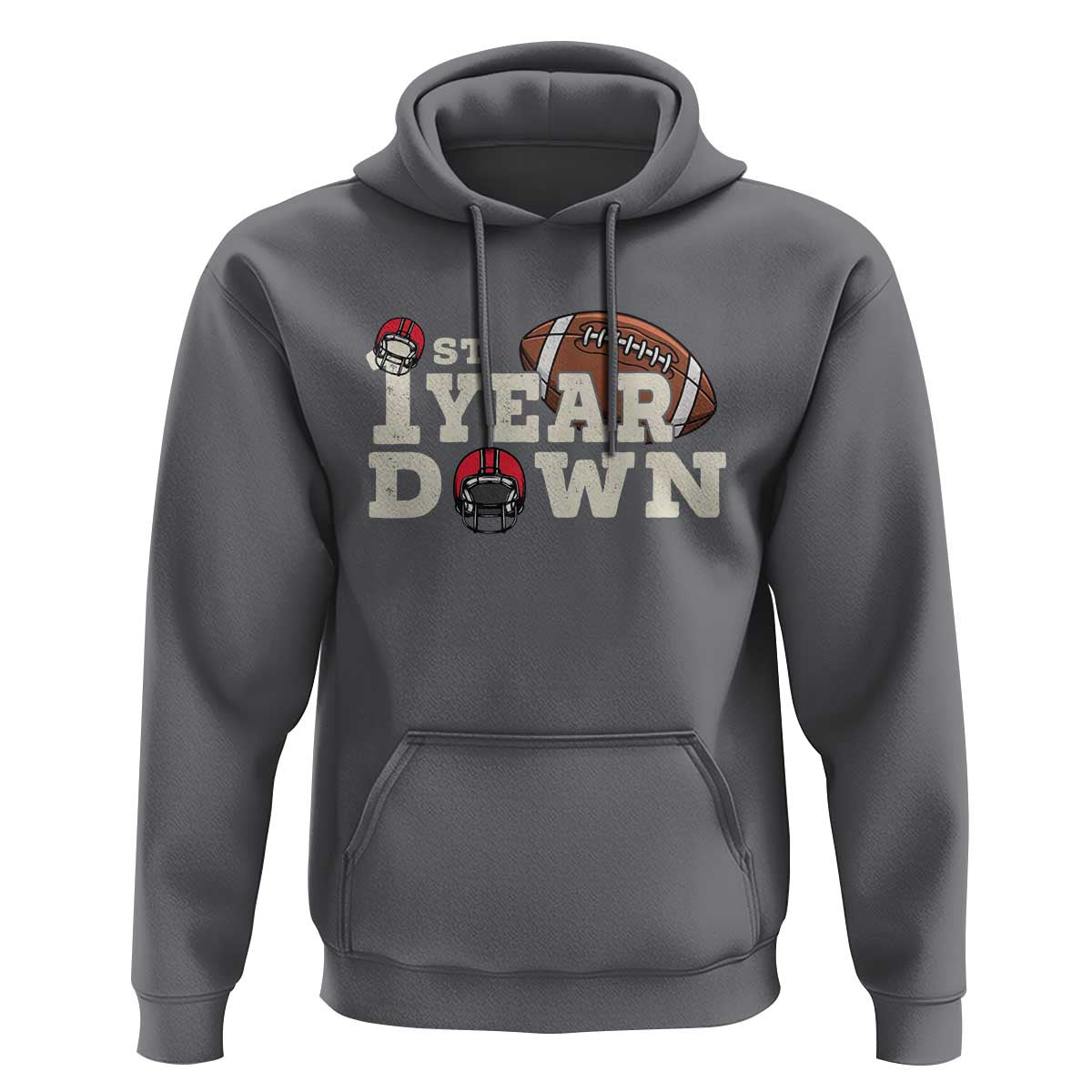 1st Year Down Football Hoodie Touchdown One First Birthday Infant Baby Boy - Wonder Print Shop