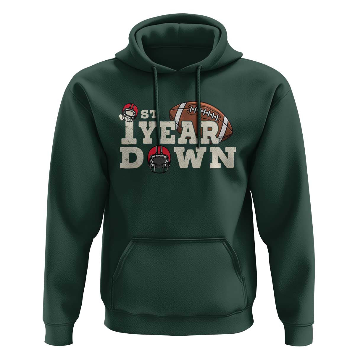 1st Year Down Football Hoodie Touchdown One First Birthday Infant Baby Boy - Wonder Print Shop