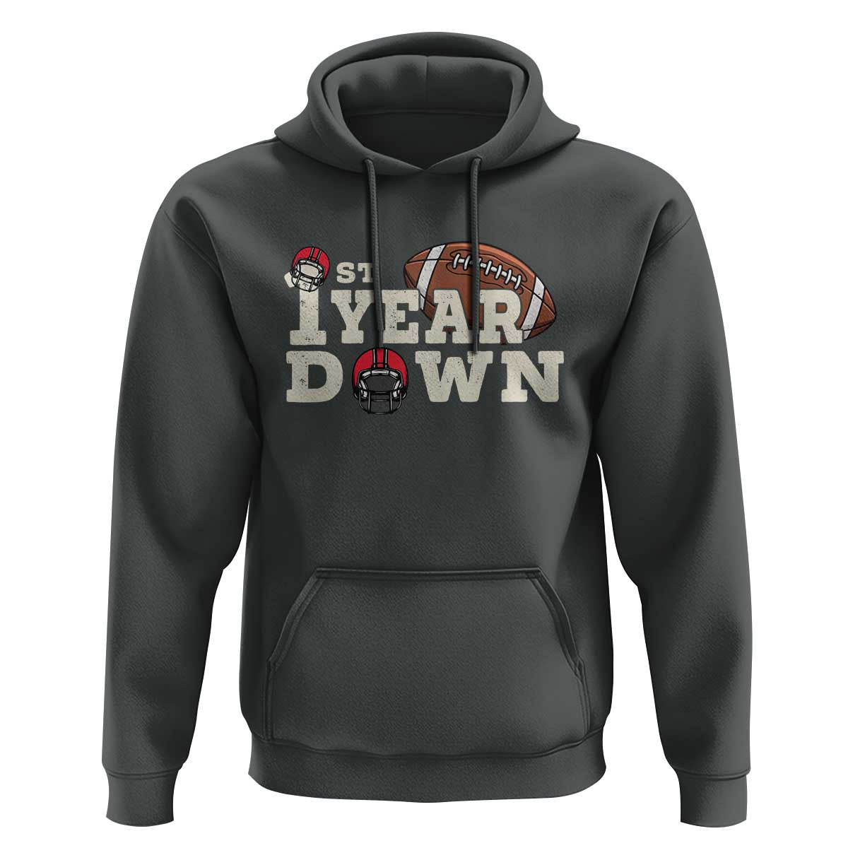 1st Year Down Football Hoodie Touchdown One First Birthday Infant Baby Boy - Wonder Print Shop