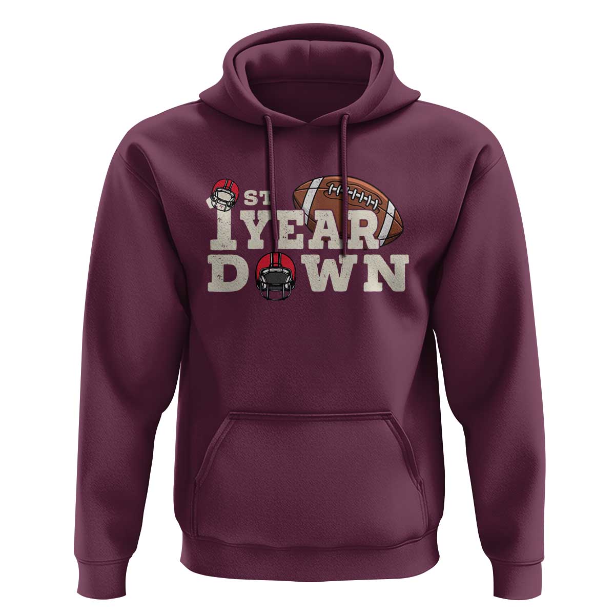 1st Year Down Football Hoodie Touchdown One First Birthday Infant Baby Boy - Wonder Print Shop