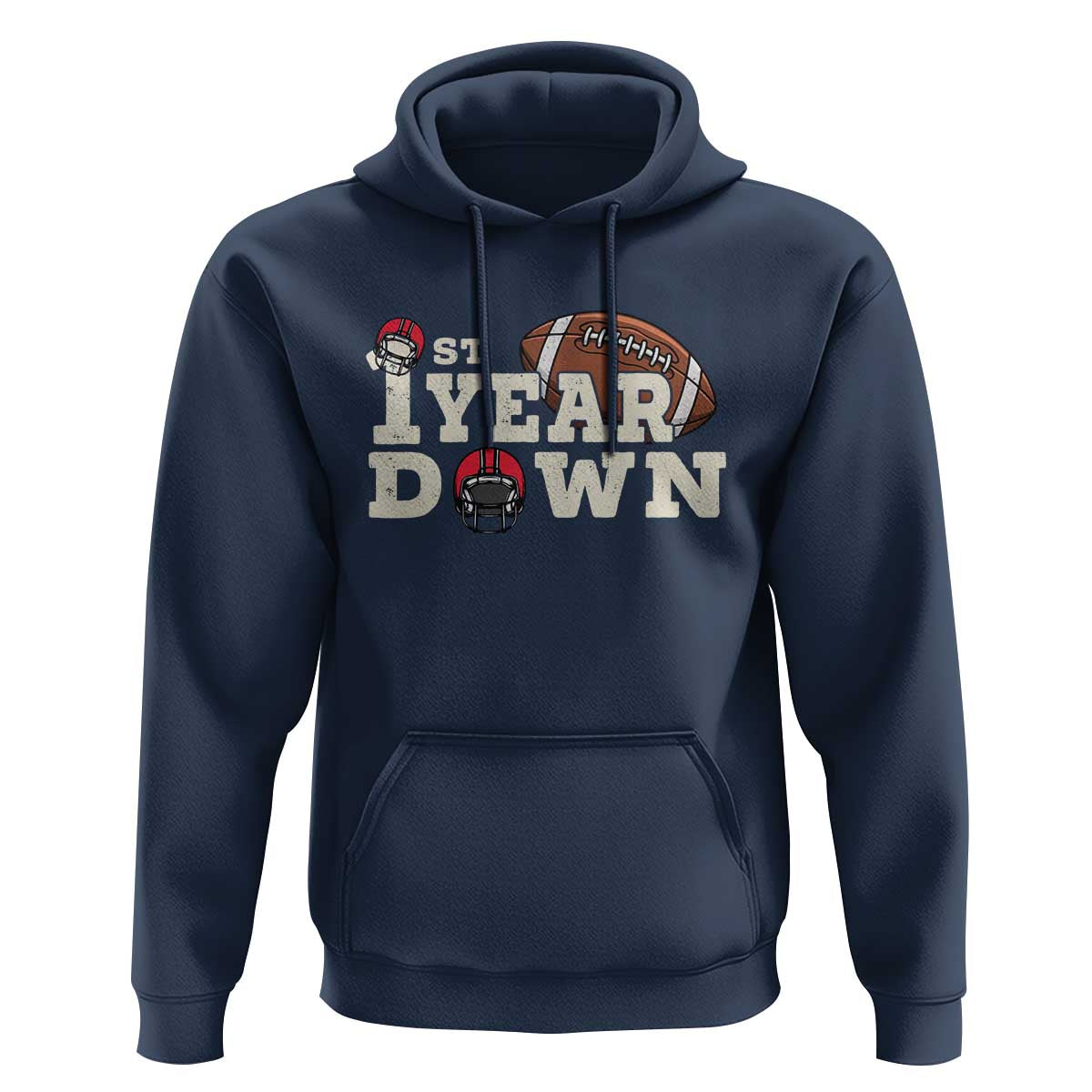 1st Year Down Football Hoodie Touchdown One First Birthday Infant Baby Boy - Wonder Print Shop
