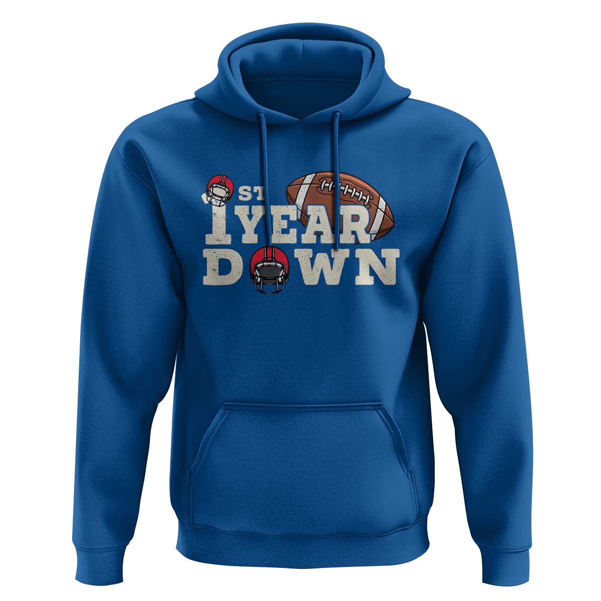 1st Year Down Football Hoodie Touchdown One First Birthday Infant Baby Boy - Wonder Print Shop