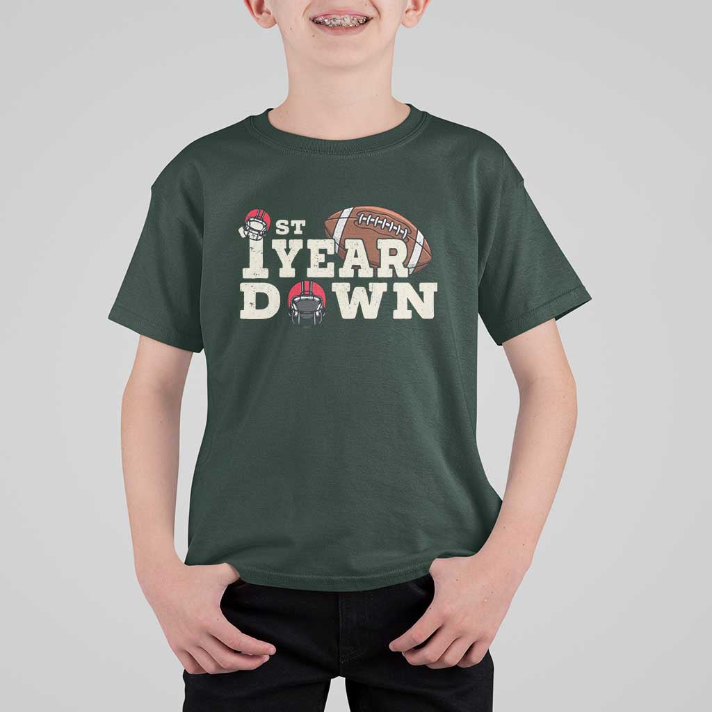 1st Year Down Football T Shirt For Kid Touchdown One First Birthday Infant Baby Boy - Wonder Print Shop