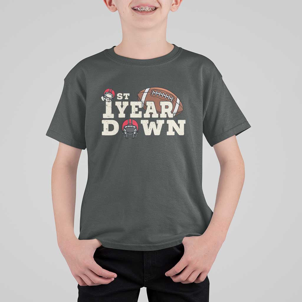 1st Year Down Football T Shirt For Kid Touchdown One First Birthday Infant Baby Boy - Wonder Print Shop
