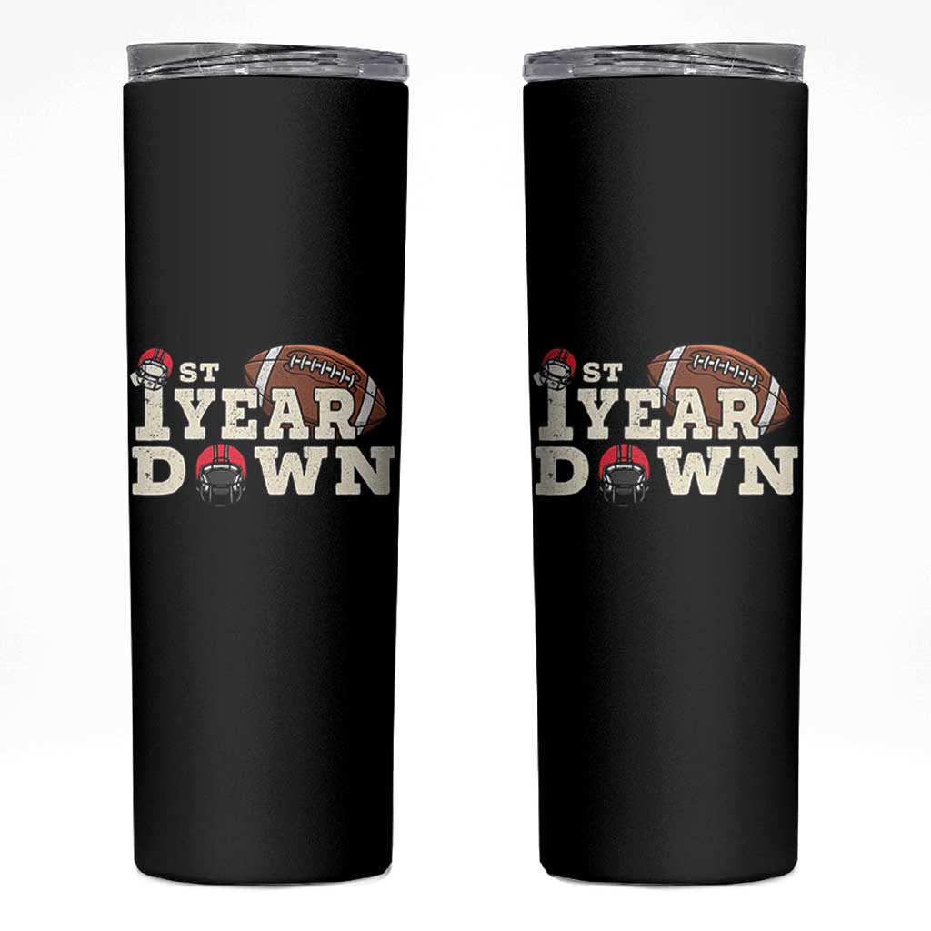 1st Year Down Football Skinny Tumbler Touchdown One First Birthday Infant Baby Boy - Wonder Print Shop