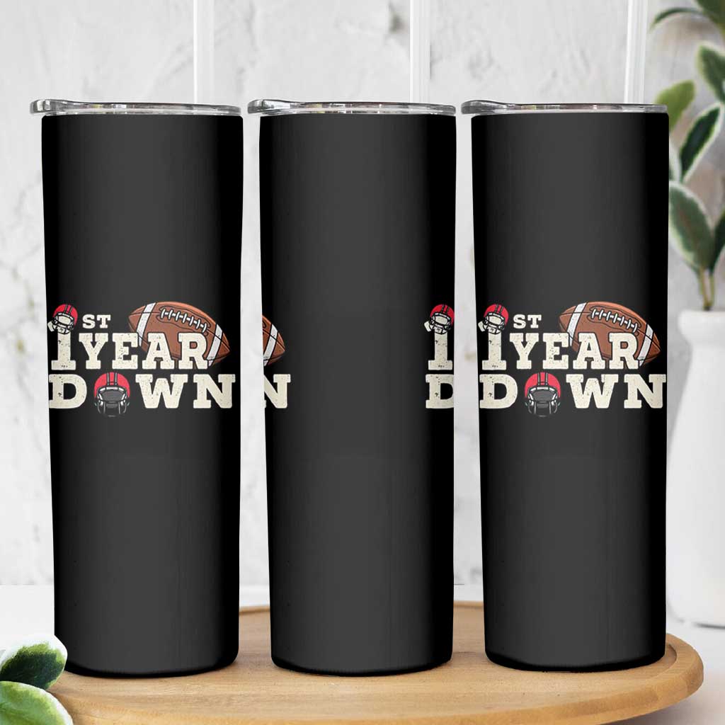 1st Year Down Football Skinny Tumbler Touchdown One First Birthday Infant Baby Boy - Wonder Print Shop