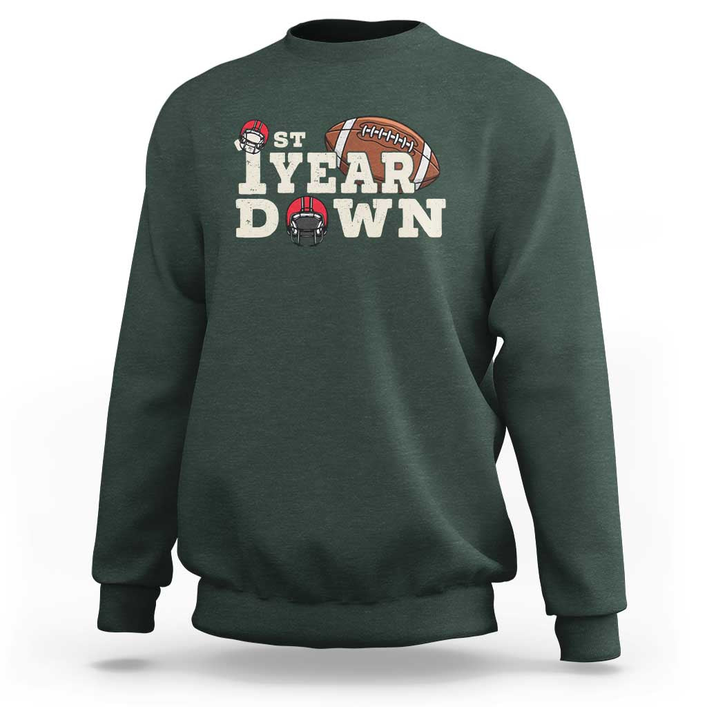 1st Year Down Football Sweatshirt Touchdown One First Birthday Infant Baby Boy - Wonder Print Shop