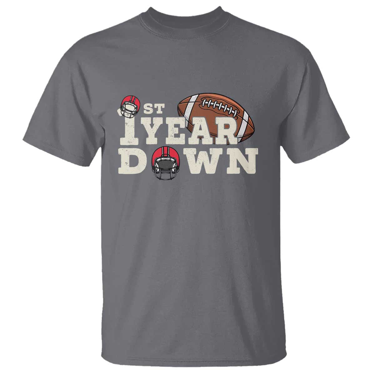 1st Year Down Football T Shirt Touchdown One First Birthday Infant Baby Boy - Wonder Print Shop