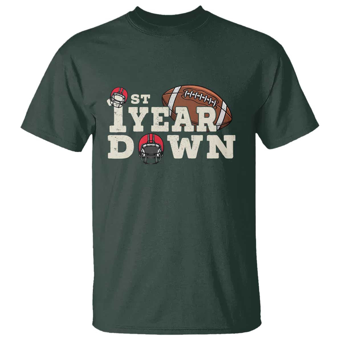 1st Year Down Football T Shirt Touchdown One First Birthday Infant Baby Boy - Wonder Print Shop