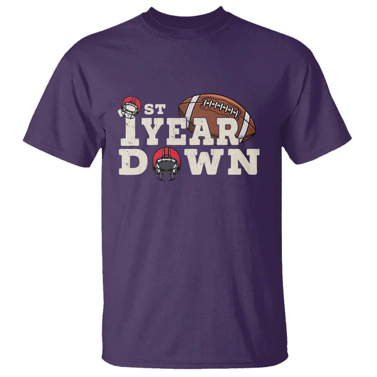 1st Year Down Football T Shirt Touchdown One First Birthday Infant Baby Boy - Wonder Print Shop