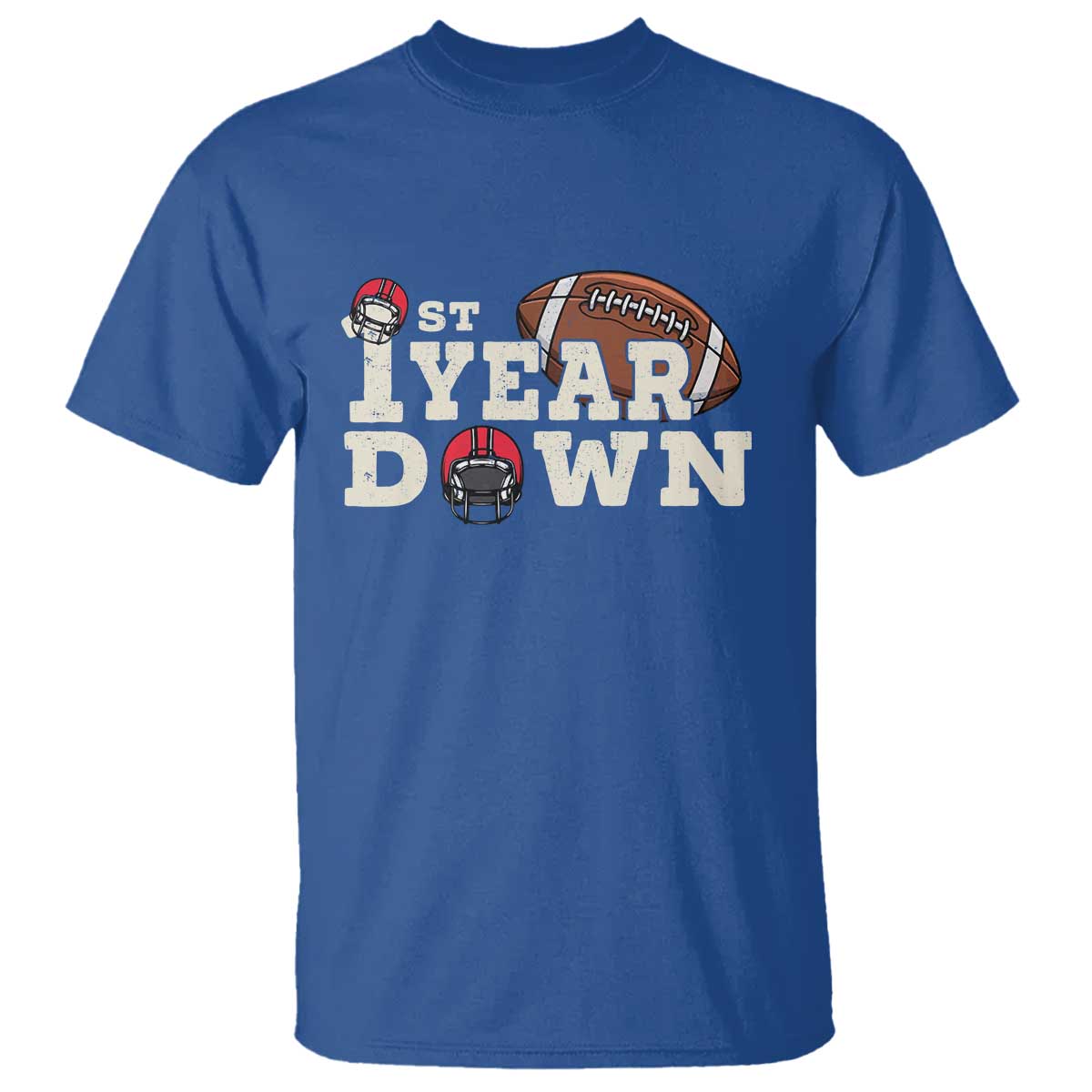 1st Year Down Football T Shirt Touchdown One First Birthday Infant Baby Boy - Wonder Print Shop