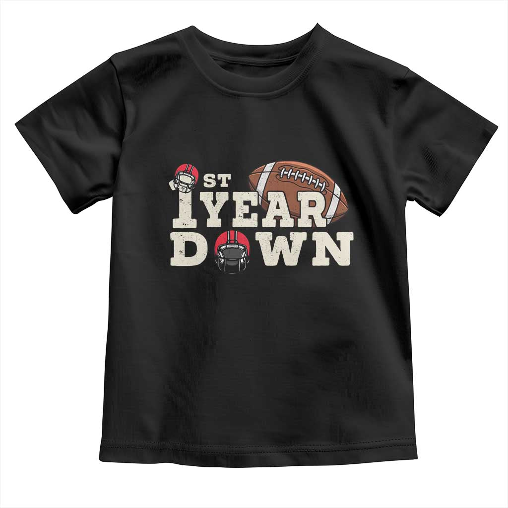 1st Year Down Football Toddler T Shirt Touchdown One First Birthday Infant Baby Boy - Wonder Print Shop