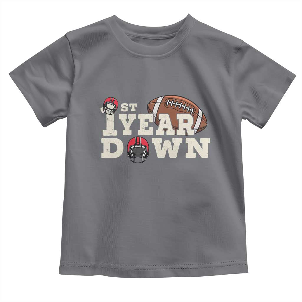 1st Year Down Football Toddler T Shirt Touchdown One First Birthday Infant Baby Boy - Wonder Print Shop
