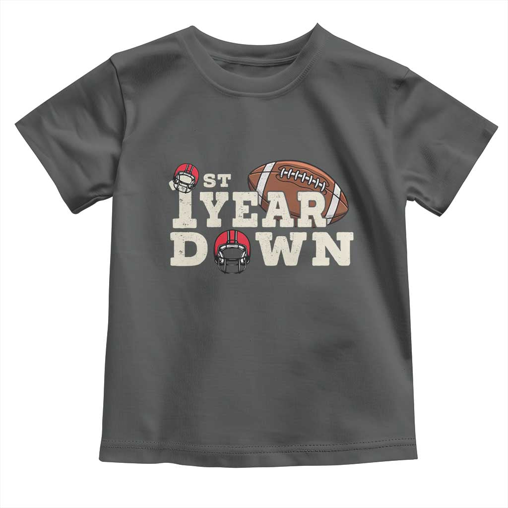 1st Year Down Football Toddler T Shirt Touchdown One First Birthday Infant Baby Boy - Wonder Print Shop