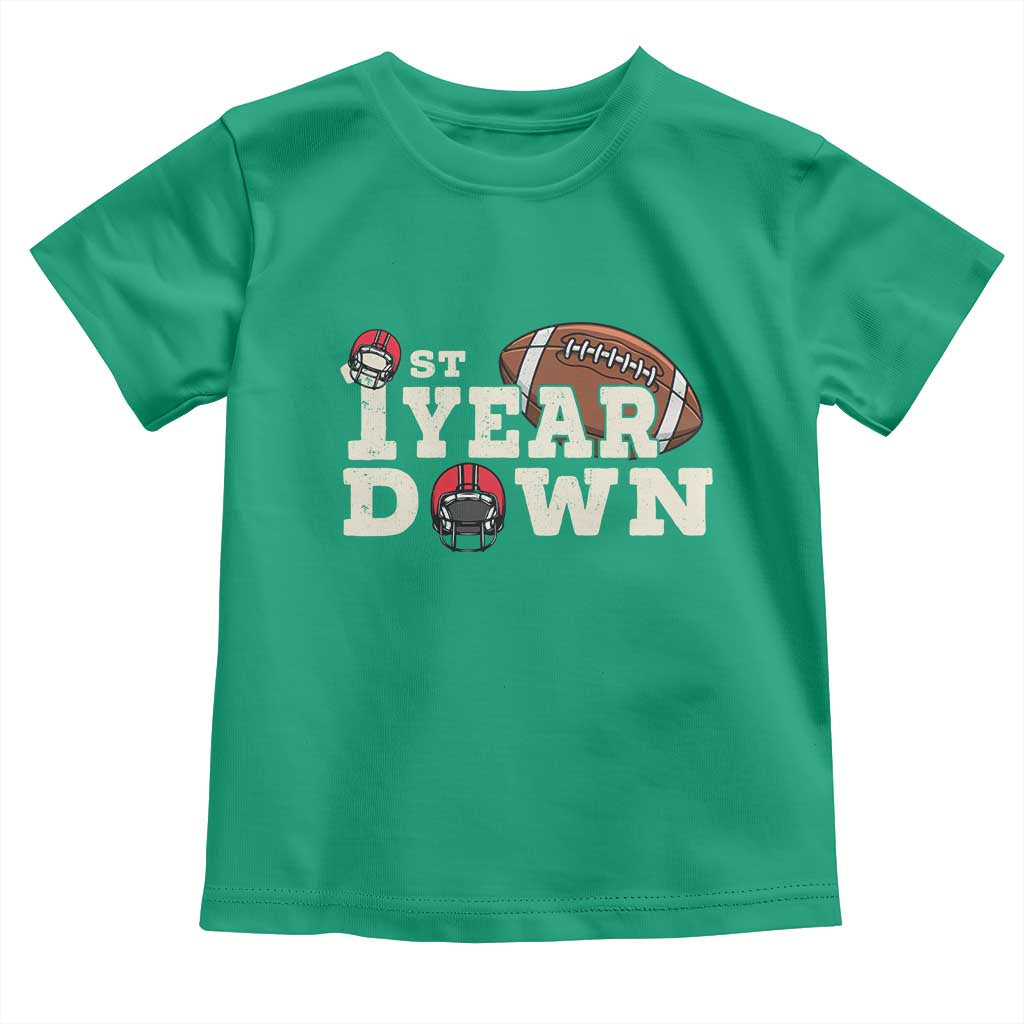 1st Year Down Football Toddler T Shirt Touchdown One First Birthday Infant Baby Boy - Wonder Print Shop