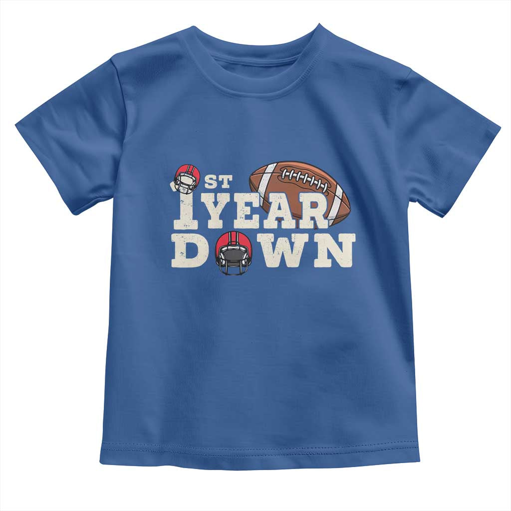 1st Year Down Football Toddler T Shirt Touchdown One First Birthday Infant Baby Boy - Wonder Print Shop