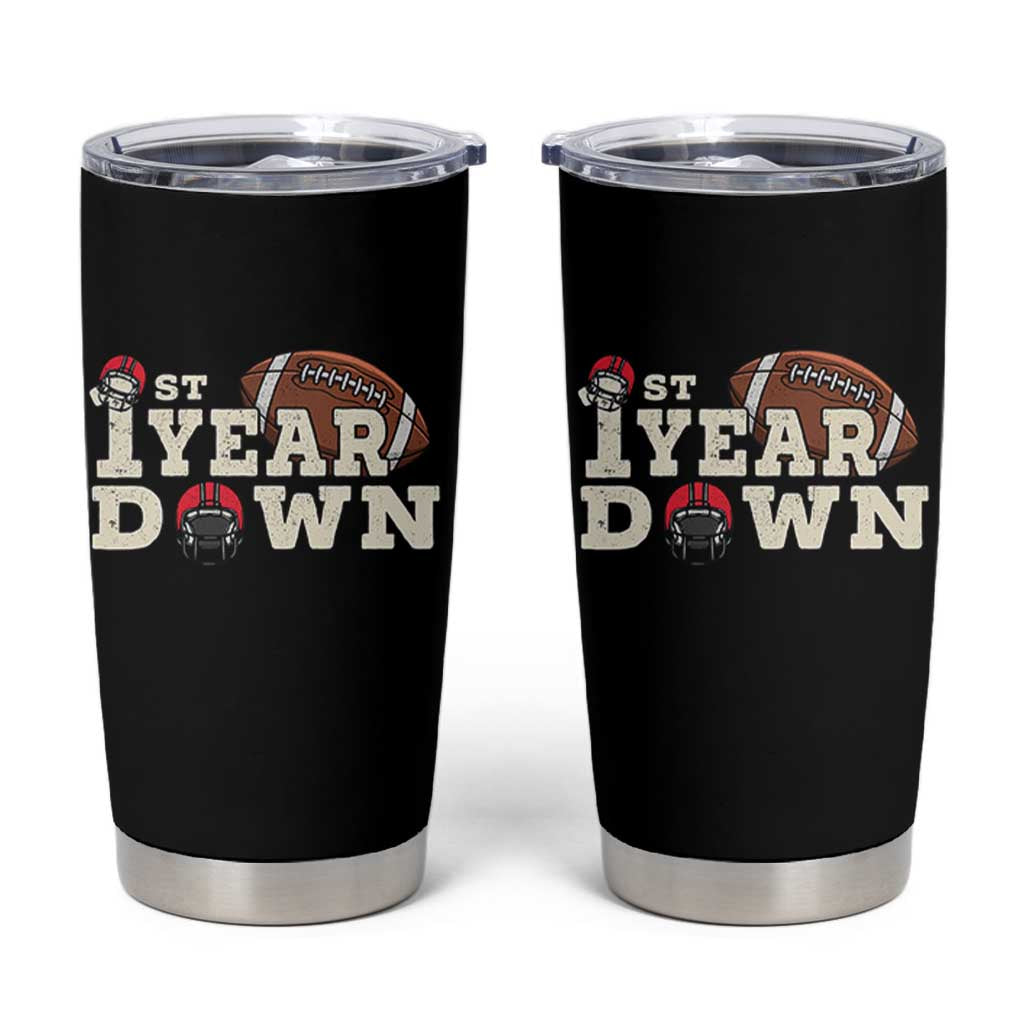 1st Year Down Football Tumbler Cup Touchdown One First Birthday Infant Baby Boy - Wonder Print Shop