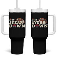 1st Year Down Football Tumbler With Handle Touchdown One First Birthday Infant Baby Boy - Wonder Print Shop