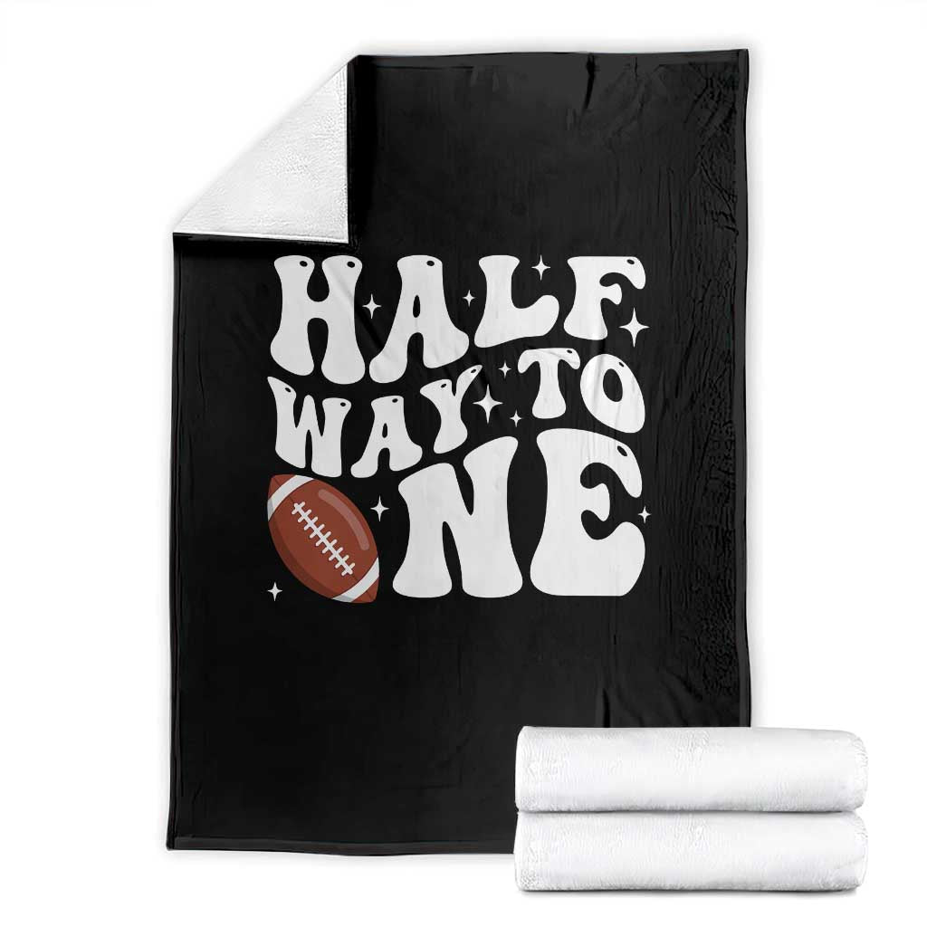 Half Way To One Throw Blanket 1/2 Birthday Baby Boy Football - Wonder Print Shop