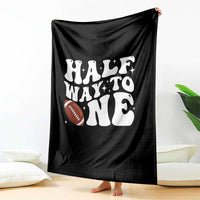 Half Way To One Throw Blanket 1/2 Birthday Baby Boy Football - Wonder Print Shop