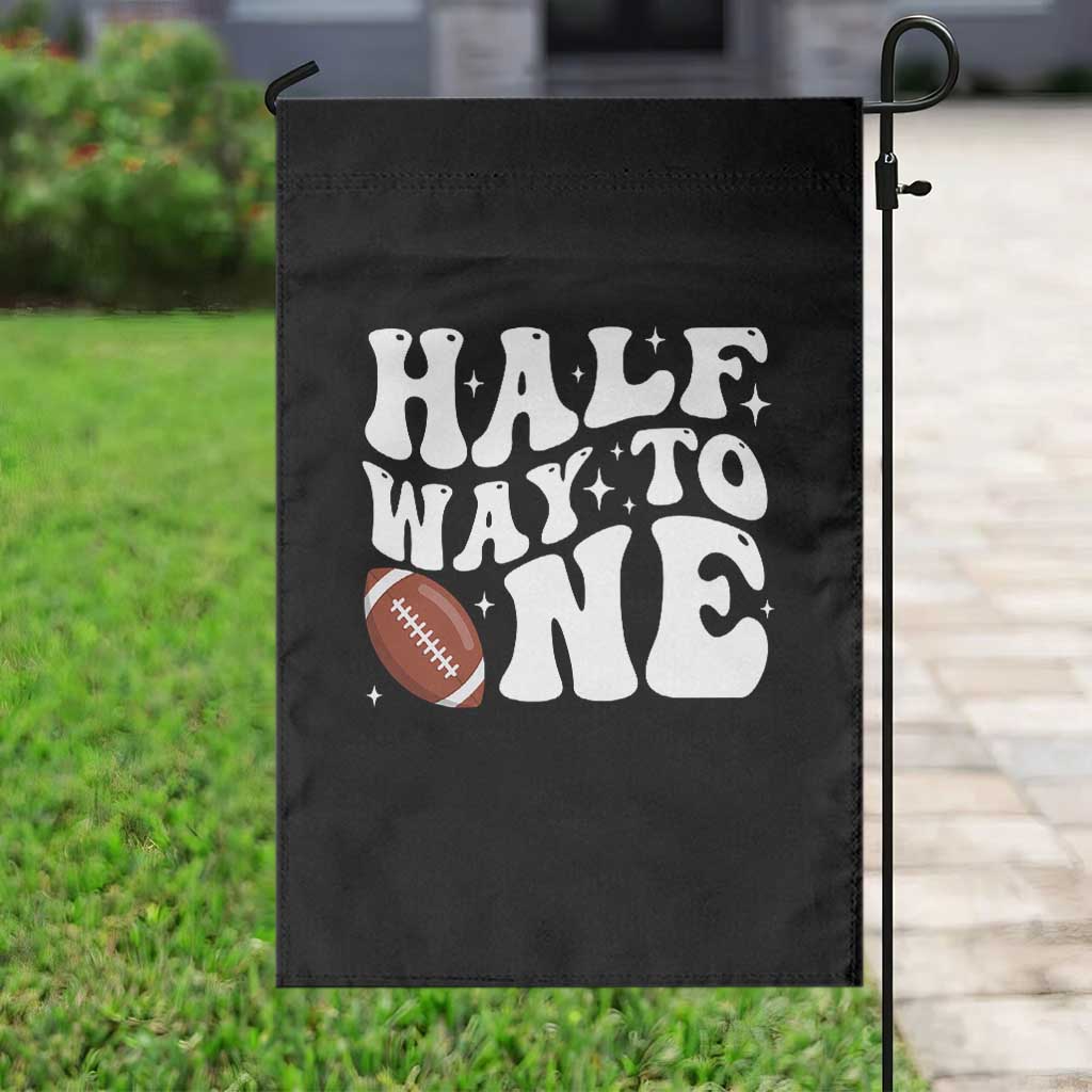 Half Way To One Garden Flag 1/2 Birthday Baby Boy Football - Wonder Print Shop