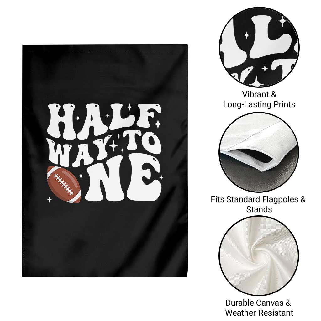 Half Way To One Garden Flag 1/2 Birthday Baby Boy Football - Wonder Print Shop