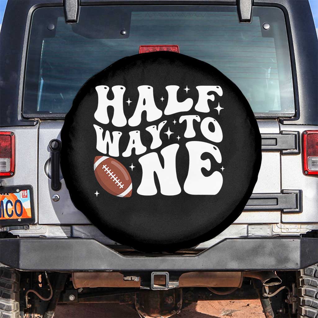 Half Way To One Spare Tire Cover 1/2 Birthday Baby Boy Football - Wonder Print Shop
