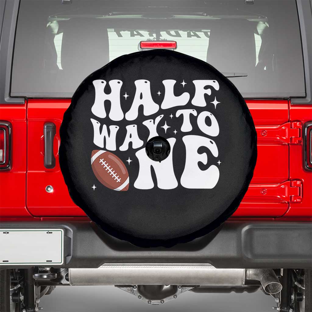 Half Way To One Spare Tire Cover 1/2 Birthday Baby Boy Football - Wonder Print Shop