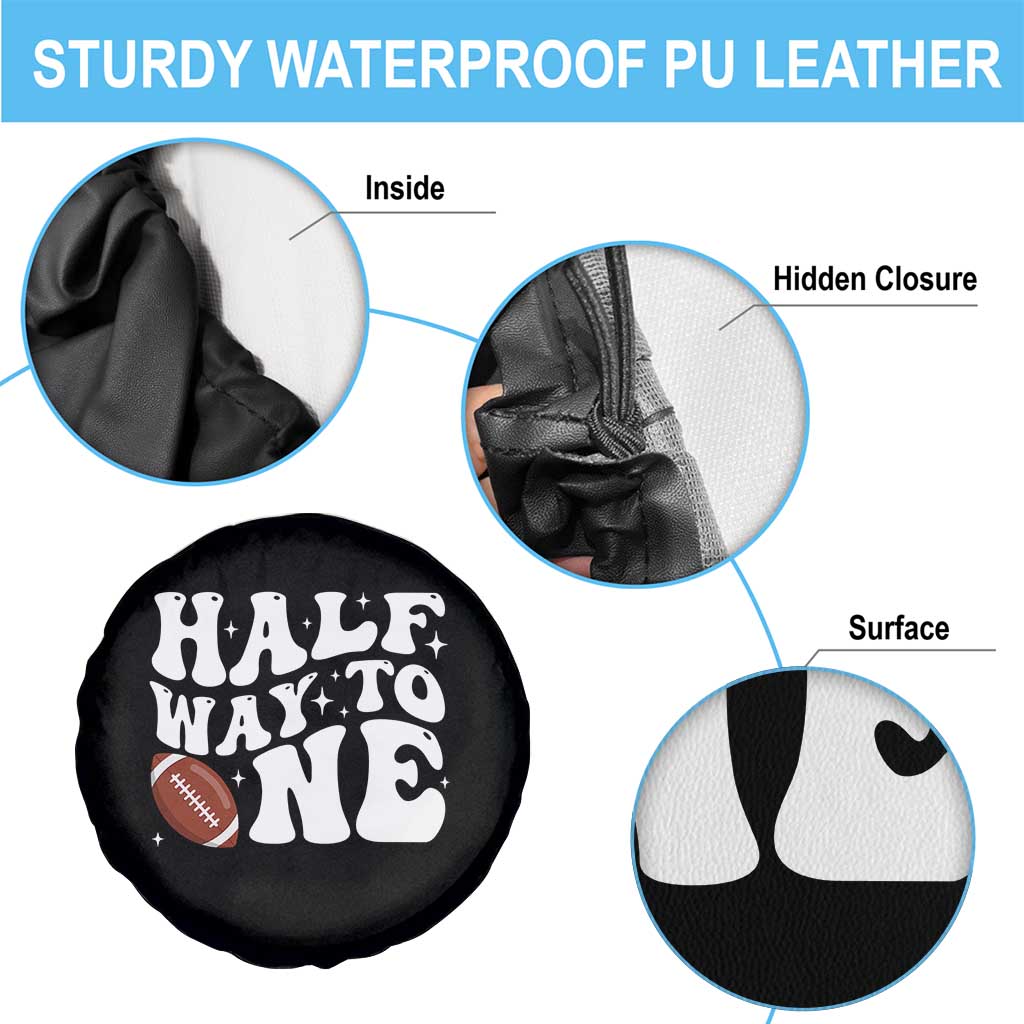 Half Way To One Spare Tire Cover 1/2 Birthday Baby Boy Football - Wonder Print Shop