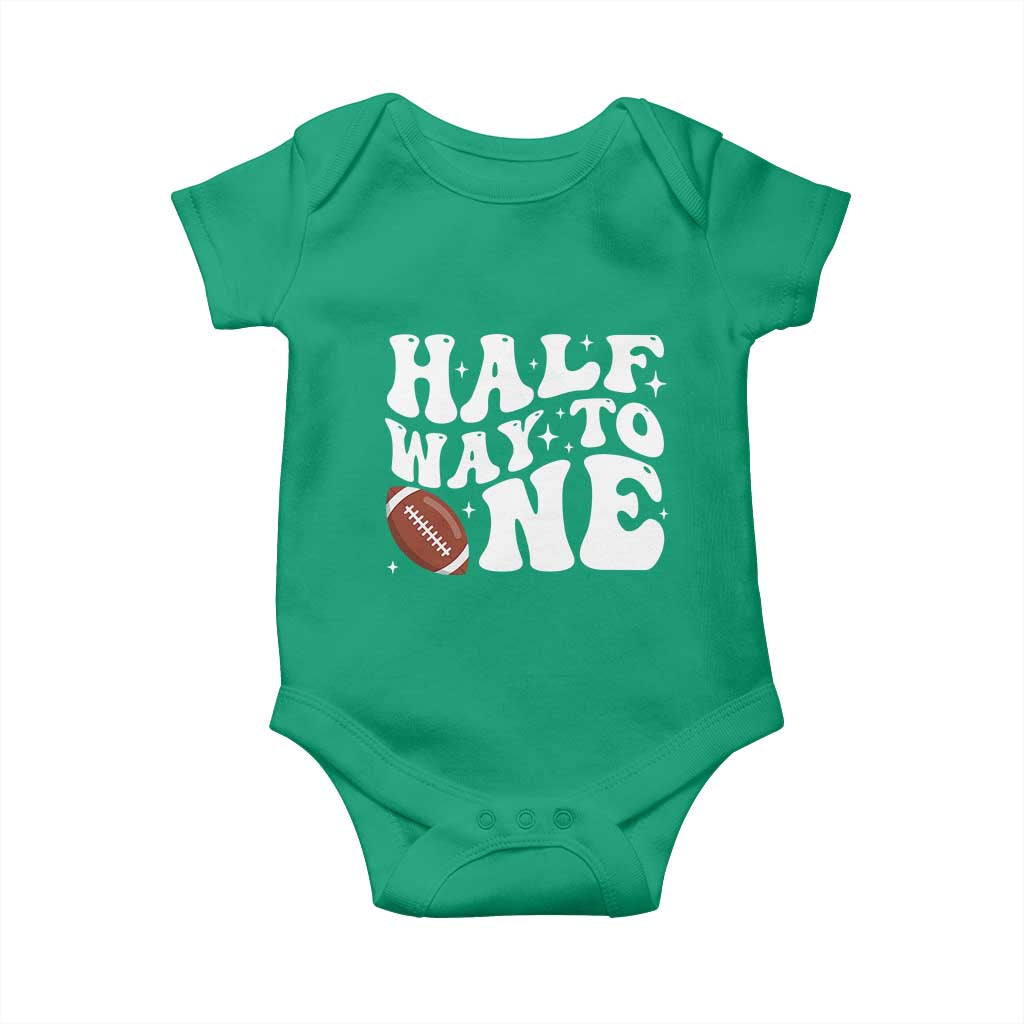 Half Way To One Baby Onesie 1/2 Birthday Baby Boy Football - Wonder Print Shop
