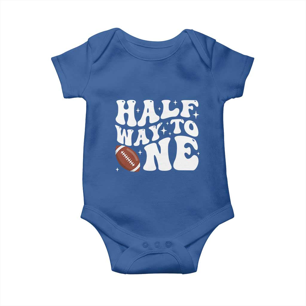 Half Way To One Baby Onesie 1/2 Birthday Baby Boy Football - Wonder Print Shop
